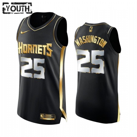 Charlotte Hornets P.J. Washington 25 2020-21 Musta Golden Edition Pelipaidat Swingman - Lasten